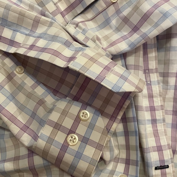 Banana Republic Men's Purple Plaid Shirt 16.5 34/35 - Picture 6 of 7